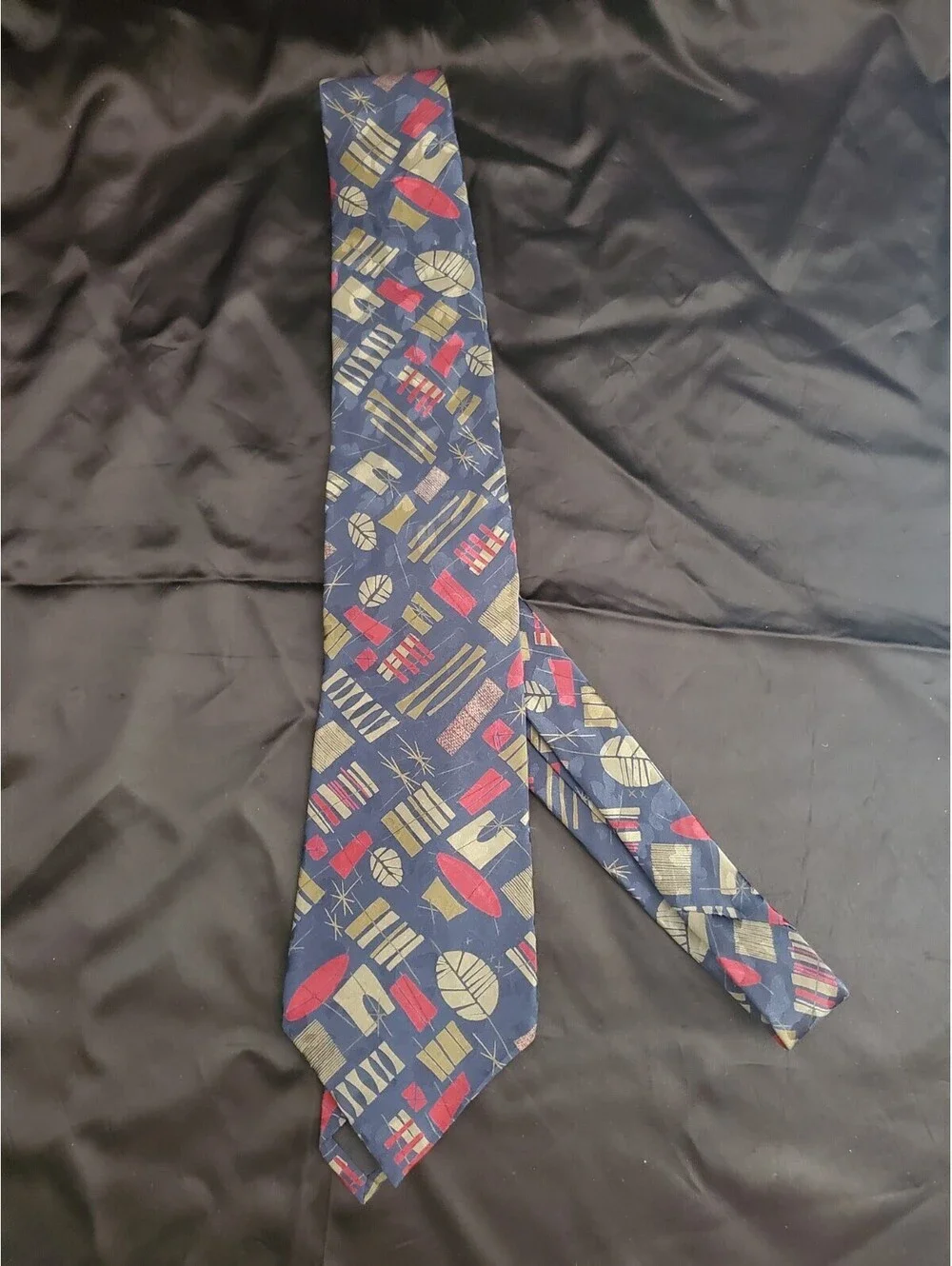 Austin Grey Navy Abstract Tie